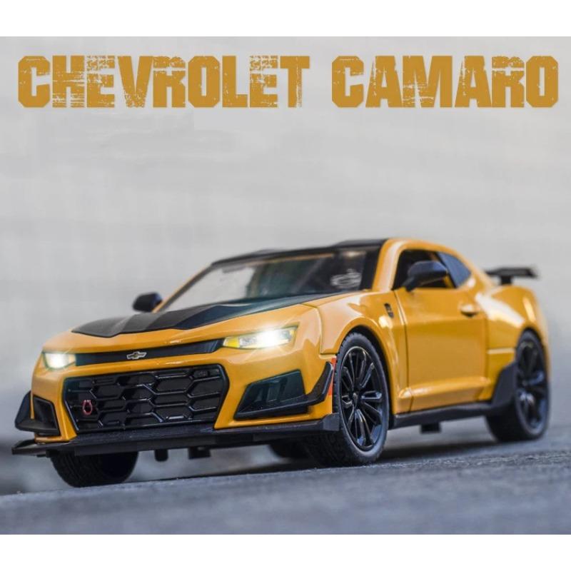 1/24 Alloy Die Cast Chevrolet Camaro Sports Car Model Toy Vehicle Simulation Sound Light Pull Back Collection Toys for Children Gifts