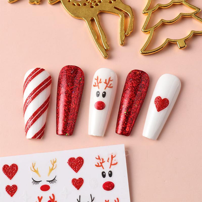 5Pcs Trendy Cartoon Laser Glitter Nail Art Stickers DIY Self Adhesive Nail Art Decorations Pretty Manicure Decals
