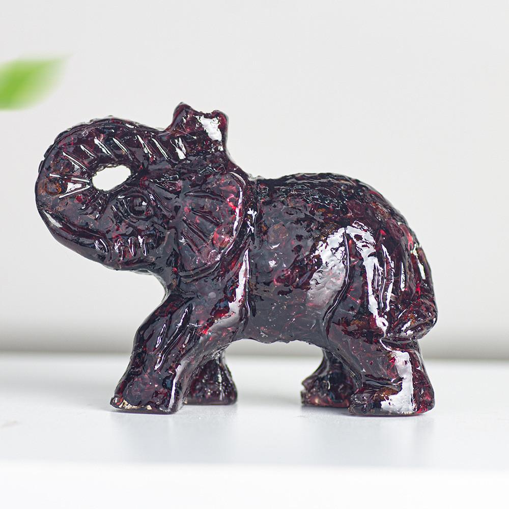 Crystal Elephant Resin Figurine With Semiprecious Stones For Office And Party Decoration
