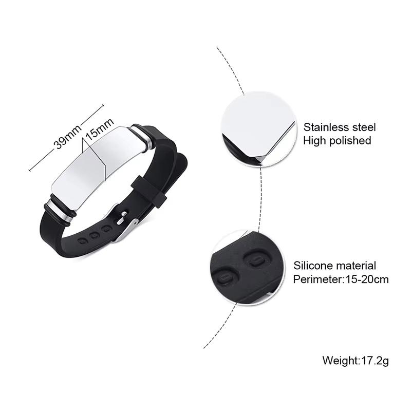 Simple Vintage Silicone Leather Braided Wristband Stainless Steel Fashion Jewelry Bracelet Bangle for Men Clasp