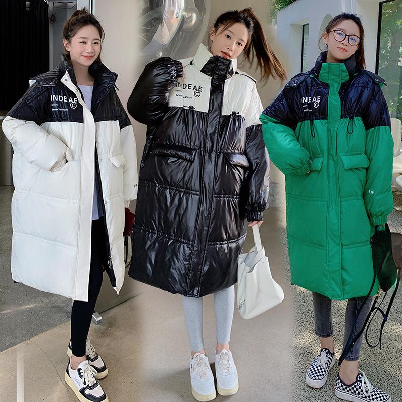 

Осенне-зимние женские свободные повседневные утолщенные теплые мужские и женские куртки средней длины с капюшоном