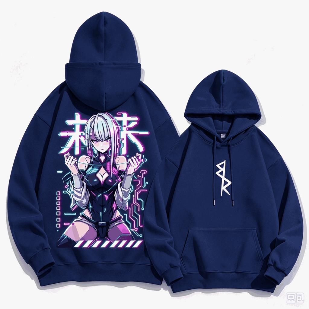 Cyberpunk Edgerunners Grafik Hoodies Herbst Winter Herren Manga Vintage Übergroß Unisex Streetwear Trendig Sport Grafik Y2k Kurze Ärmel Klassisch