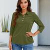 Women's Fashion Casual Lapel Short 3/4 Sleeve Solid Color Shirt Women's Button Up Tops