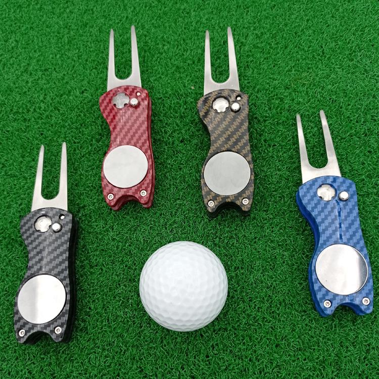 New Carbon Fiber Divot Tool - Folding Golf Ball Marker for Lawn Repair
