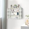 Wall Cabinet Modern Glass Double Doors Three Tiers Detachable Shelves Golden Handle Entryway Living Room Kitchen Bathroom Wood Storage Sideboard