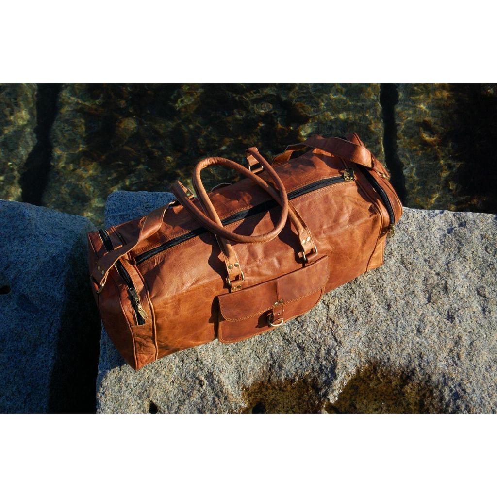 Kožená Vintage Duffel cestovní zavazadlo na víkend do posilovny přes noc velká pánská