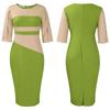 Large Size Women Spring Autumn Fashion Patchwork Dress Ladies One Piece Medium Sleeves Slit Sheath Dress