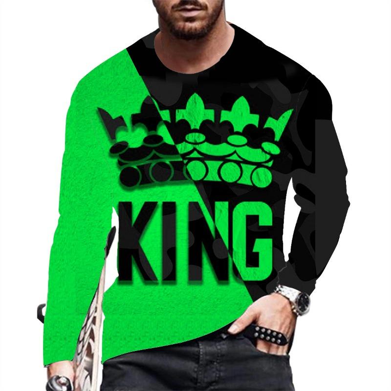 Men's Casual Slim Fit Fashionable Printed Long Sleeved T-shirt Men's Plus Size 3D Printed Long Sleeved T-shirt
