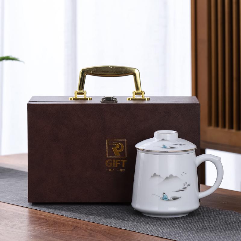 Ceramic Tea Infuser Mug with Lid and Custom Logo - Large Capacity