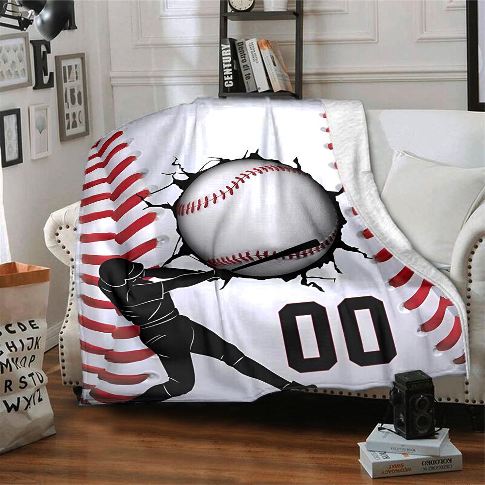 Baseball Theme Printed Blanket - Perfect for Couch, Bed, Travel & Outdoor Use | Machine Washable, Cozy & Durable.