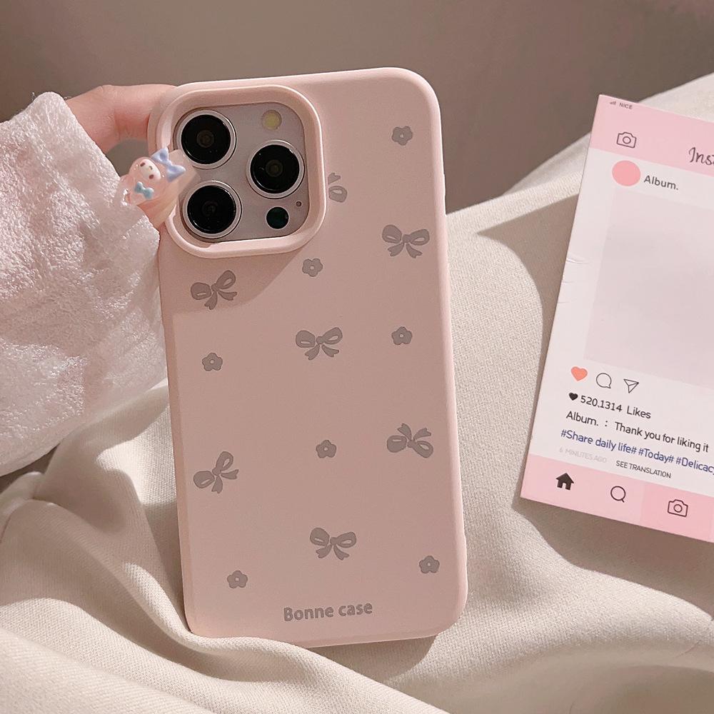 Bow Flowers Iphone15pro Max Silicone Soft Phone Case Apple 14 Suitable for 16 Anti Fall 13