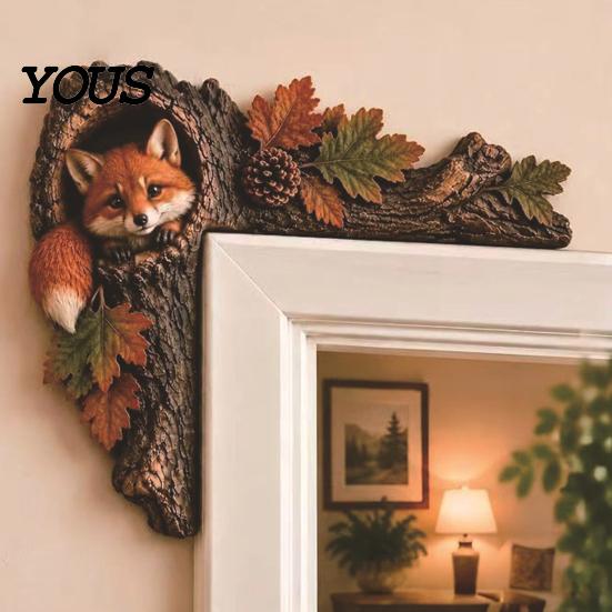 Whimsical Nursery Wall Accent Chipmunk Tree Hollow Door Topper, Woodland Animal Frame Decor, Rustic Wood Creative Birthday Gift for Nature Lovers