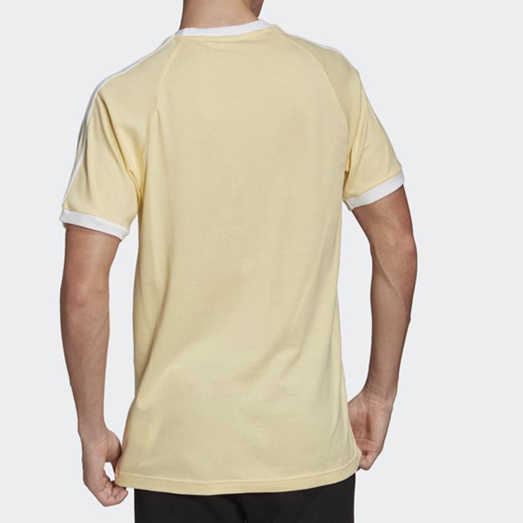 Adidas Originals Retro Striped Series 3-Stripes Tee Logo Stripe Short Sleeve T-Shirt Men Tops Yellow FM3777
