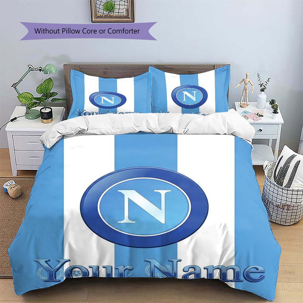 SSC Napoli Custom Name Pattern Bedding,Quilt Set Quilt Cover Pillowcase Home Birthday Gift(1 * duvet cover + 2 * pillowcase, without core)