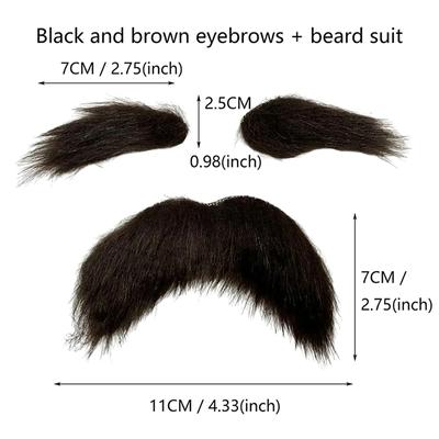 Augenbrauen-Kits Cosplay Requisiten Dekoration Gefälschter Schnurrbart Set Gesichtsbehaarung für Clubaktivitäten Maskerade Kostümparty Halloween Männlich