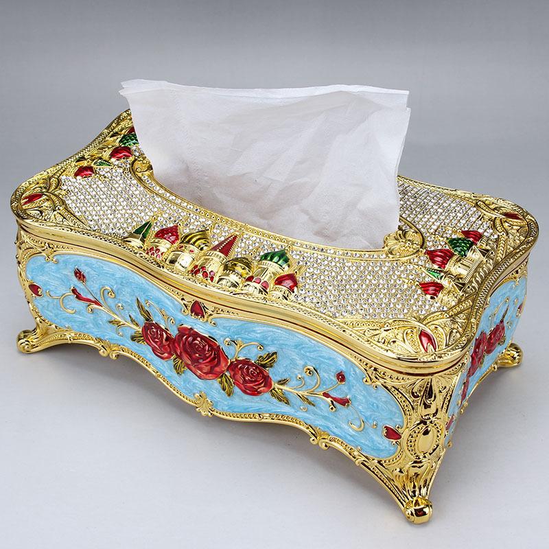 New high-grade extractive tissue box European paper drawer box with drill universal zinc alloy metal paper drawer box