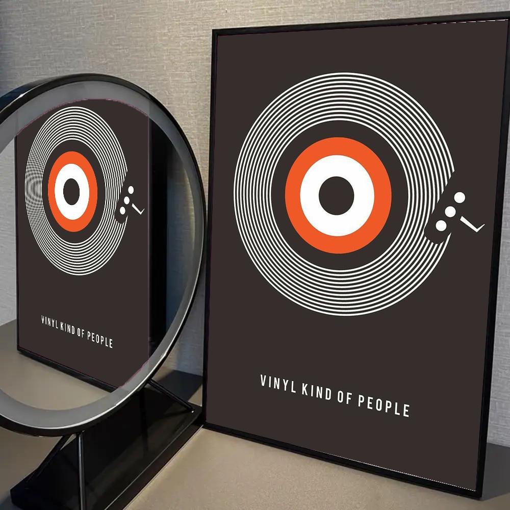 1pc Nordic Vintage Vinyl Records Poster Self-adhesive Art Waterproof Paper Sticker Coffee House Bar Room Wall Decor