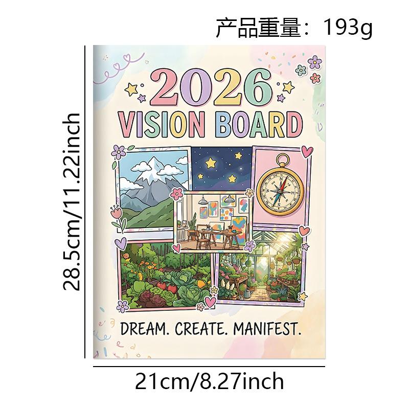 

1BOOK 2026 VISION BOARD WISH LIST Manual, Future Planning Wish Record Book