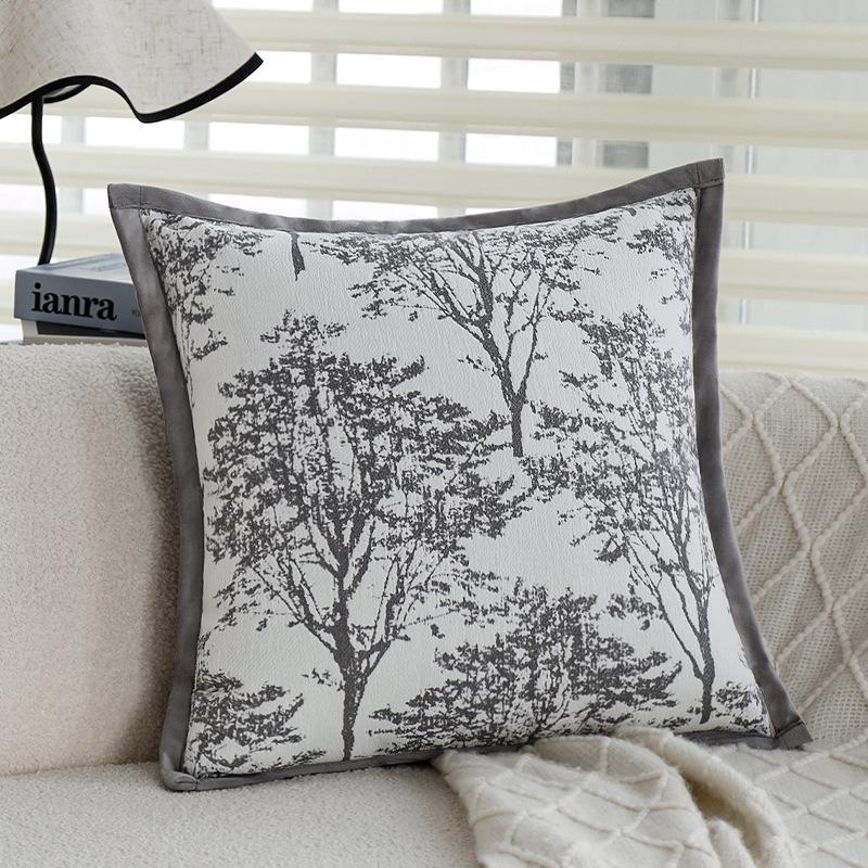 Gray Sofa Pillowcase Living Room Light Luxury High-end Waist Pillow Square Cushion Bedside Backrest Pillow Does Not Contain Core
