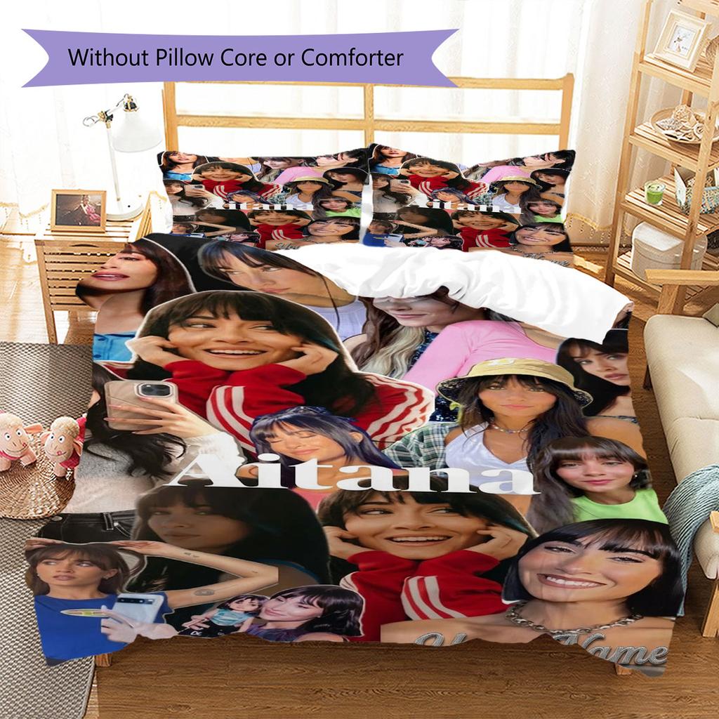 Aitana Custom Name Pattern Bedding,Quilt Set Quilt Cover Pillowcase Home Birthday Gift(1 * Duvet Cover + 2 * Pillowcase, Without Core)