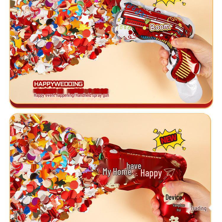 Creative Wedding Atmosphere Confetti Cannons - Handheld Inflatable Flower Spray Props for Photos and Games
