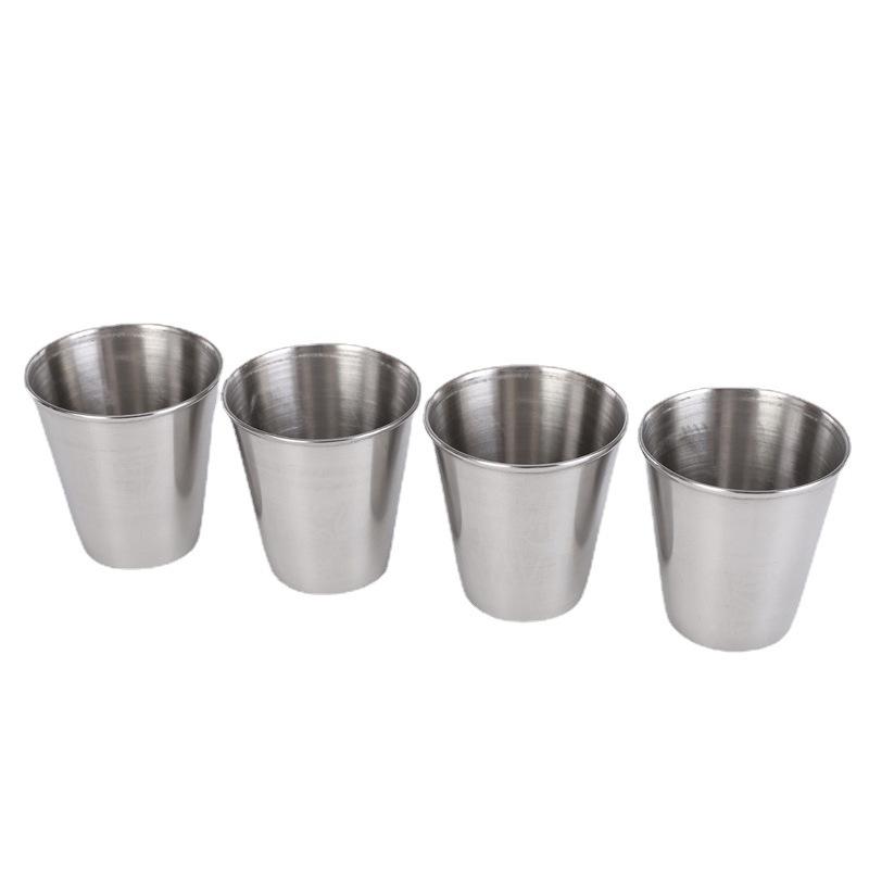 1Set/4pcs 70ml Baijiu Metal Cup, Stainless Steel Small Wine Glass 4 Cups Plus Cup Set, Camping Spirit Cup Set