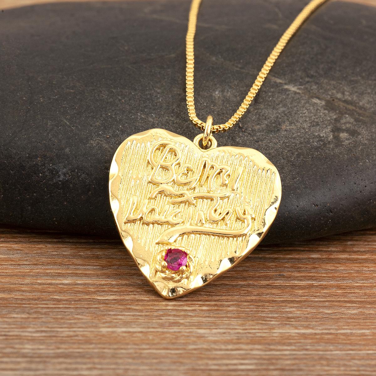 

Nidin New Fashion Heart Shape Hollow Design Delicate Pendant Necklace For Women Men Inlaid Colorful Zircon Jewelry Birthday Gift