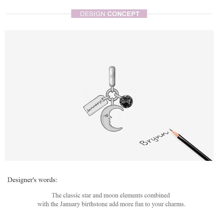 WOSTU 925 Sterling Silver January Birthstone Charm Beads Fit Original 3mm Bracelets & Bangle DIY Jewelry