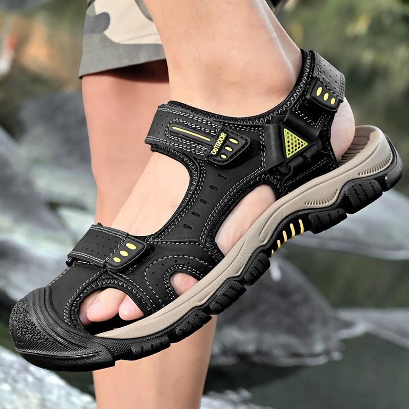 38-46 Summer Mens Genuine Leather Sandals  Beach Sandals Outdoor Sandals for Men Mens Genuine Leather Sandals Mens Closed Toe Sandals