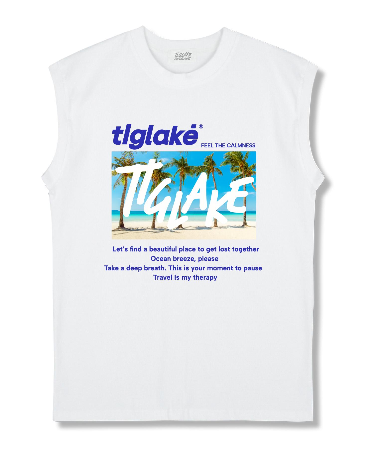 Tee Glake Vacation Oversized Sleeveless T-Shirt White L