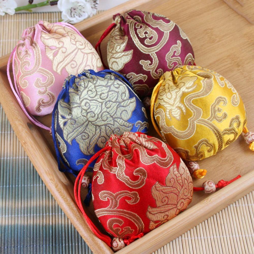 Floral Canvas Flower Handbag Jewelry Packing Bag Small Coin Purse Wallet Festival