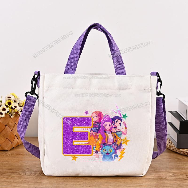 Schöne KPop Dämonenjäger Canvas Umhängetasche Multifunktionale Damen Handtasche Cartoon Mädchen Tragetasche Studenten Schultasche Damen Stoff Umhängetasche