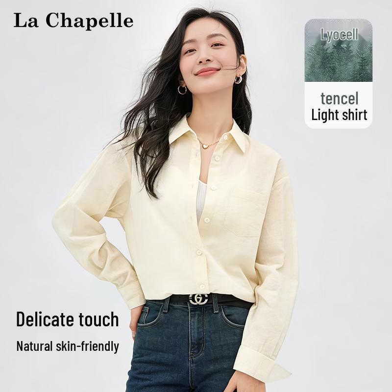 La Chapelle Women s Korean Style Sheer Long Sleeve Shirt S