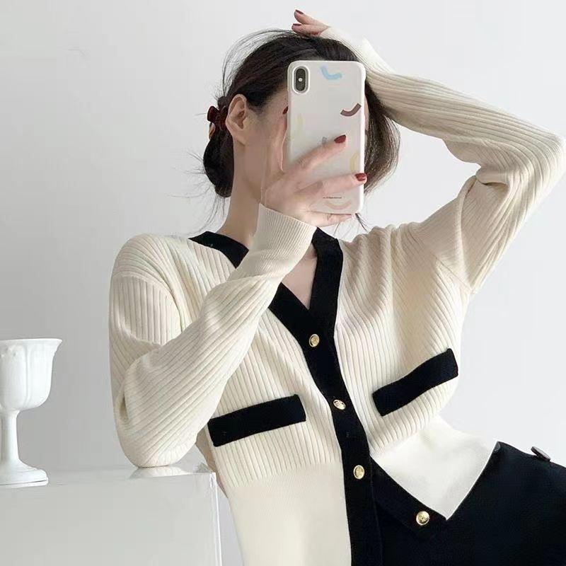 Spring and Autumn Women's Cardigan Sweater Loose V-neck Sweater Knitted Sweater