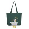 Adorable Duck Pattern Canvas Carryall With Inner Zipper Pocket For Commuting