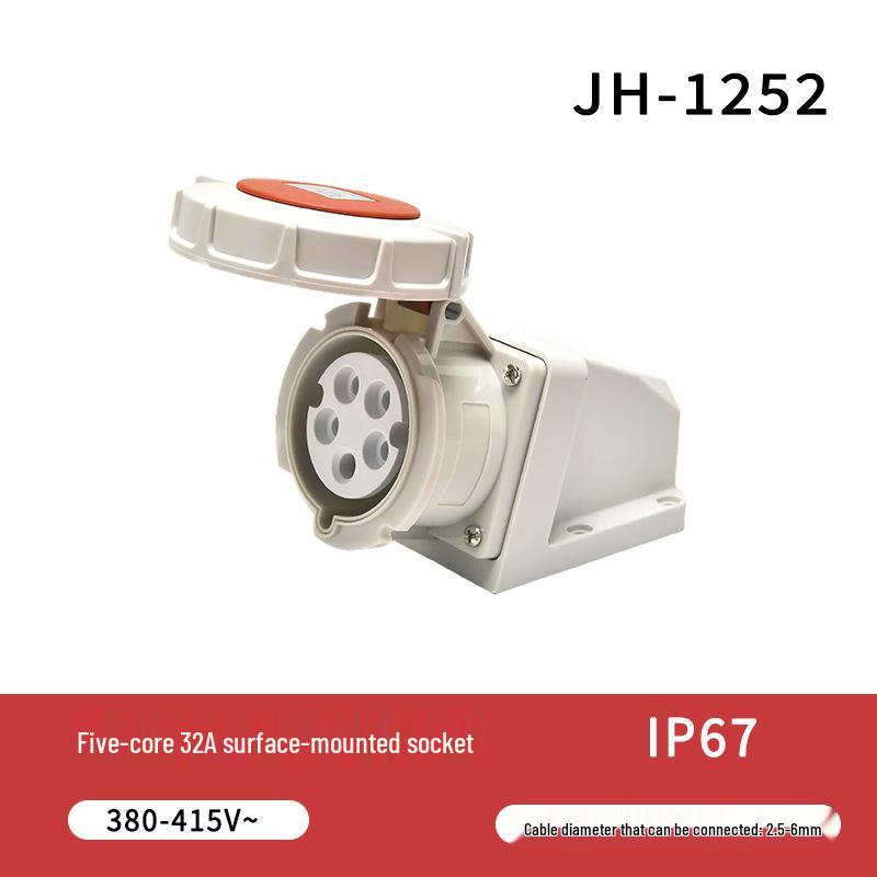 IP67 Waterproof 16A/32A Industrial Plug & Socket, European Standard, 3/4/5-core, Male & Female Connector