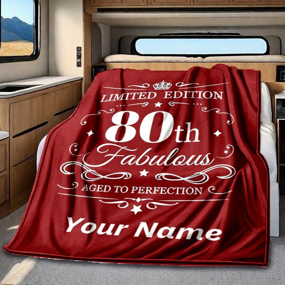 Happy 80Th Birthday Blanket Personalized Name Soft Comfortable Stylish Blanket Car Blanket Perfect For Travel Camping Outdoor Home Suitable For All