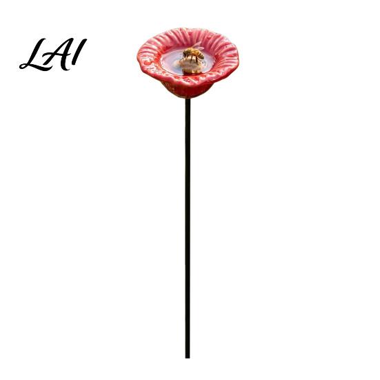 Backyard Bee Bath Station Ceramic Watering Station Garden Flower Stake Butterfly Water Weather Resistant Hydration Tool Feeder Pollinator