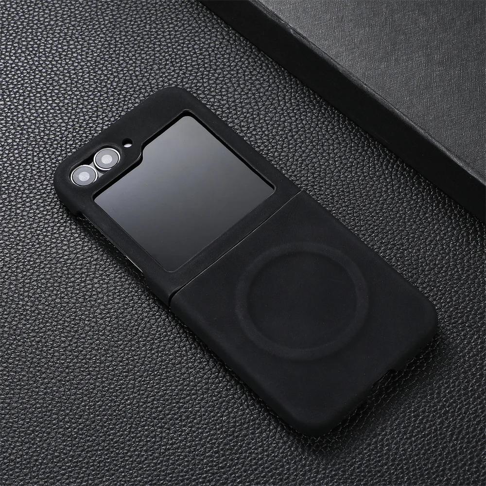 

for Samsung Z Flip6 Matte for Magsafe Leather Case for Samsung Galaxy Z Flip 6 5 4 3 flip5 Magnetic Pure Color Slim Cover for Samsung Z Flip 4