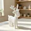 Minimalist Christmas Home Decor 3D Antler Deer Ornament for Decor, White Knitted Modern Winter Wonderland Texture Tabletop Figurine Holiday