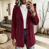 Women's Hooded Corduroy Jacket Loose Fit Mid-Length Casual Fall Coat