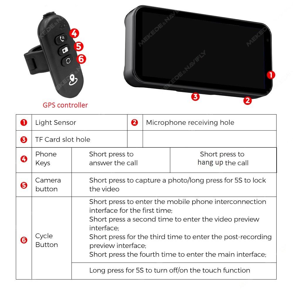 Portable 6.25 Inch Motorcycle GPS Navigation Wireless Carplay Android Auto IP67 Waterproof Moto Monitor Car Drive Recorder WIFI