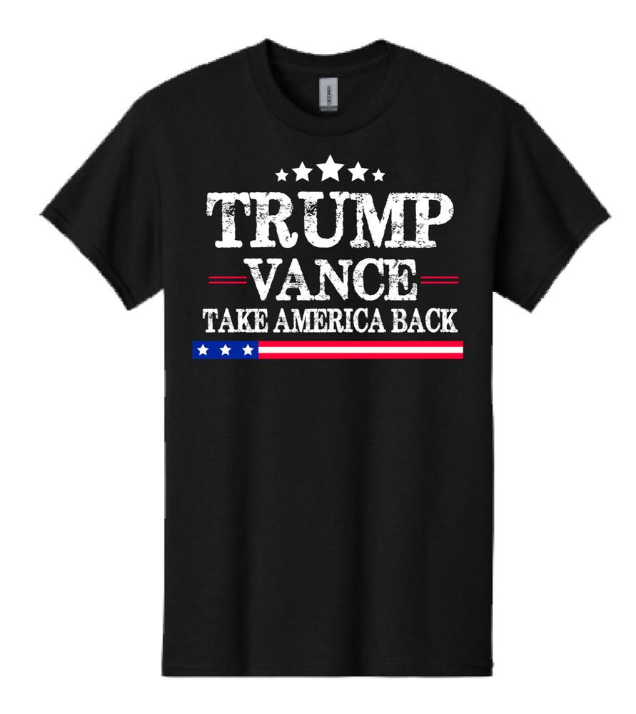 TRUMP VANCE Take America Back Black T-Shirt 2024 Election Republican Unisex T-Shirt S