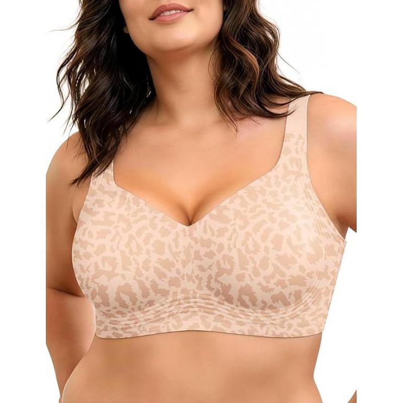 LetsJoli Womens Wireless Full Coverage Bra Comfort Push Up Seamless Plus Size Everyday