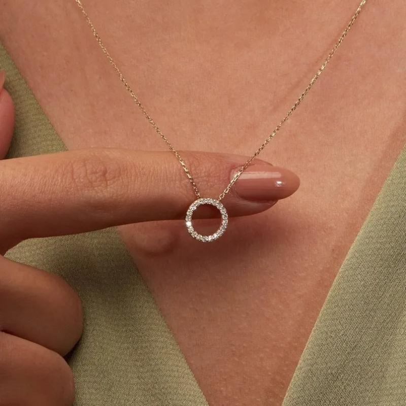 3Pcs/Set Fashion Dazzling Circle Earrings Necklace Set For Women Trendy Korean Crystal Cubic Zirconia Jewelry Sets Party Gifts