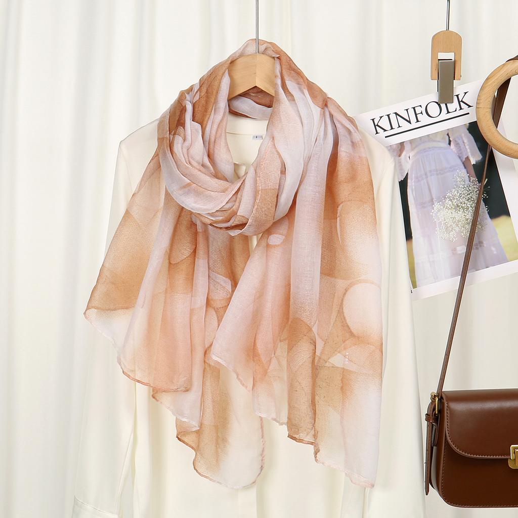 New Print Voile Silk Scarf Shawl Women Sunscreen Silk Scarf Turban Long Wrap Beach Travel Outdoor Accessories Trendy Headband