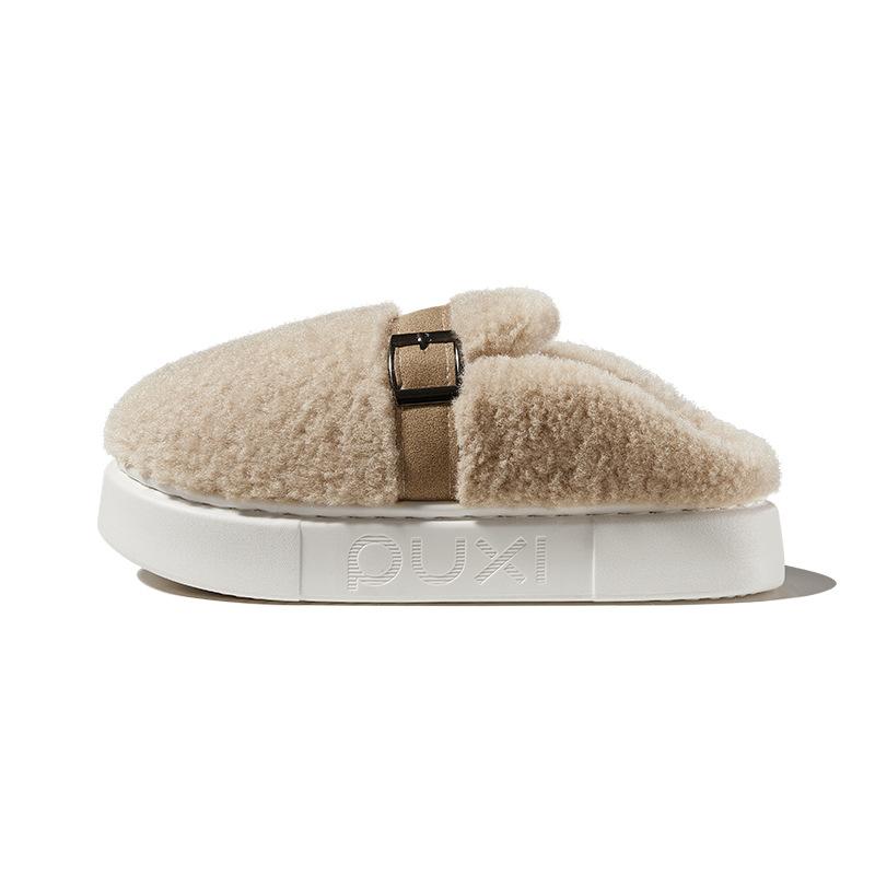 Simple and Western Splicing Terry Cotton Shoes, Indoor Home Warmth and Comfort In Autumn and Winter, Plush Household Cotton Slippers