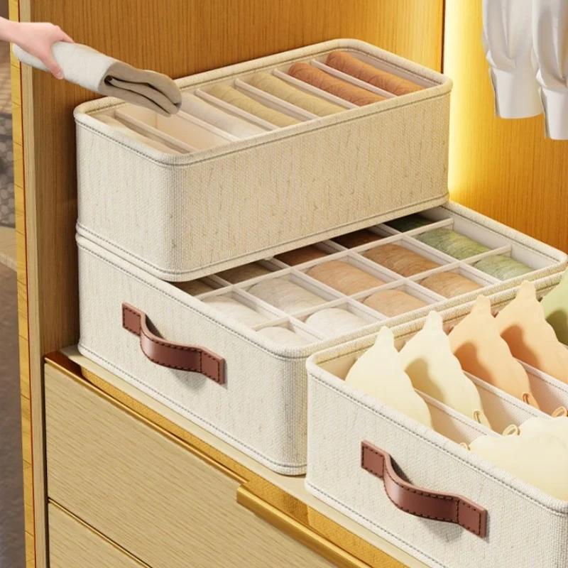 1-5PCSFabric Drawer Organizers for Underwear Socks Bras - Closet Storage Box with Dividers Foldable Wardrobe Shelf Organizer Set