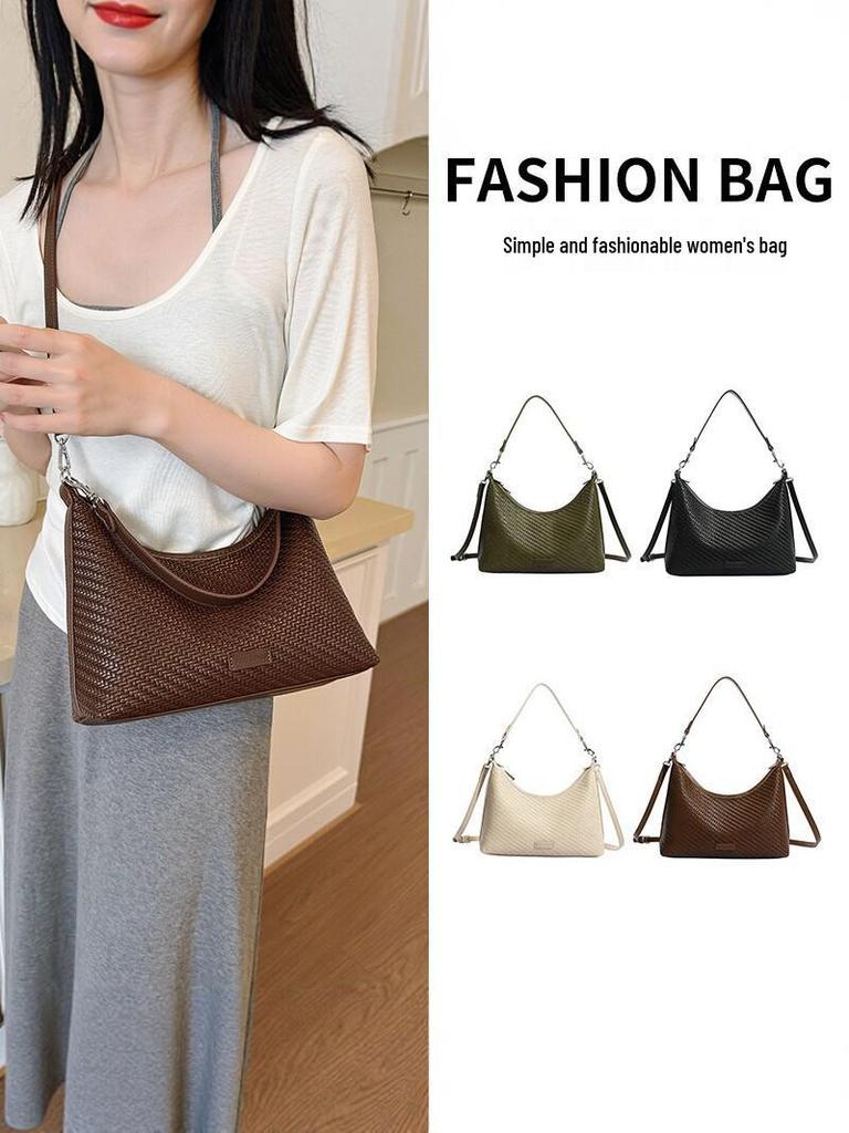 2026 Women's Woven Crossbody Bag - Korean Style, Simple, Versatile, Fashionable, Casual Underarm Bag
