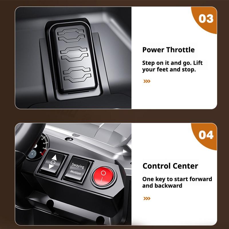 Çocuklar için elektrikli dört tekerlekli arazi uzaktan kumandalı çift sürüşlü oyuncak bebek arabası Bluetooth Müzik LED Işıkları 3 mod